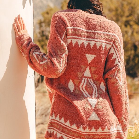 Last 1! NWT Cozy Aztec Print Cardigan Sweater - Picture 3 of 7